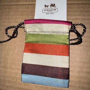 COACH Multicolor Striped Silk Drawstring Pouch